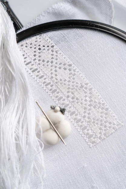 Ręcznie haftowane wzory na tkaninie